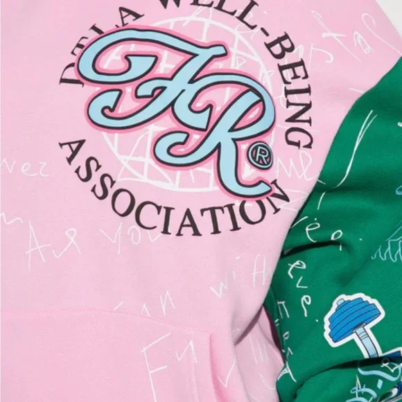 NWT FIRST ROW COLOR BLOCK COMBO ALL OVER GRAPHIC PRINT PUFF PRINT HOODIE XL - Picture 5 of 11